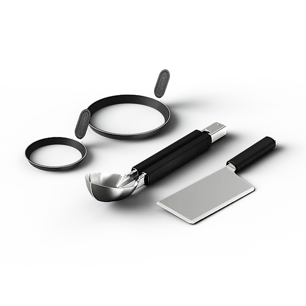 Steelfire Pro Kit | Egg & Pancake Ring, Scoop Tongs, Chop Scraper